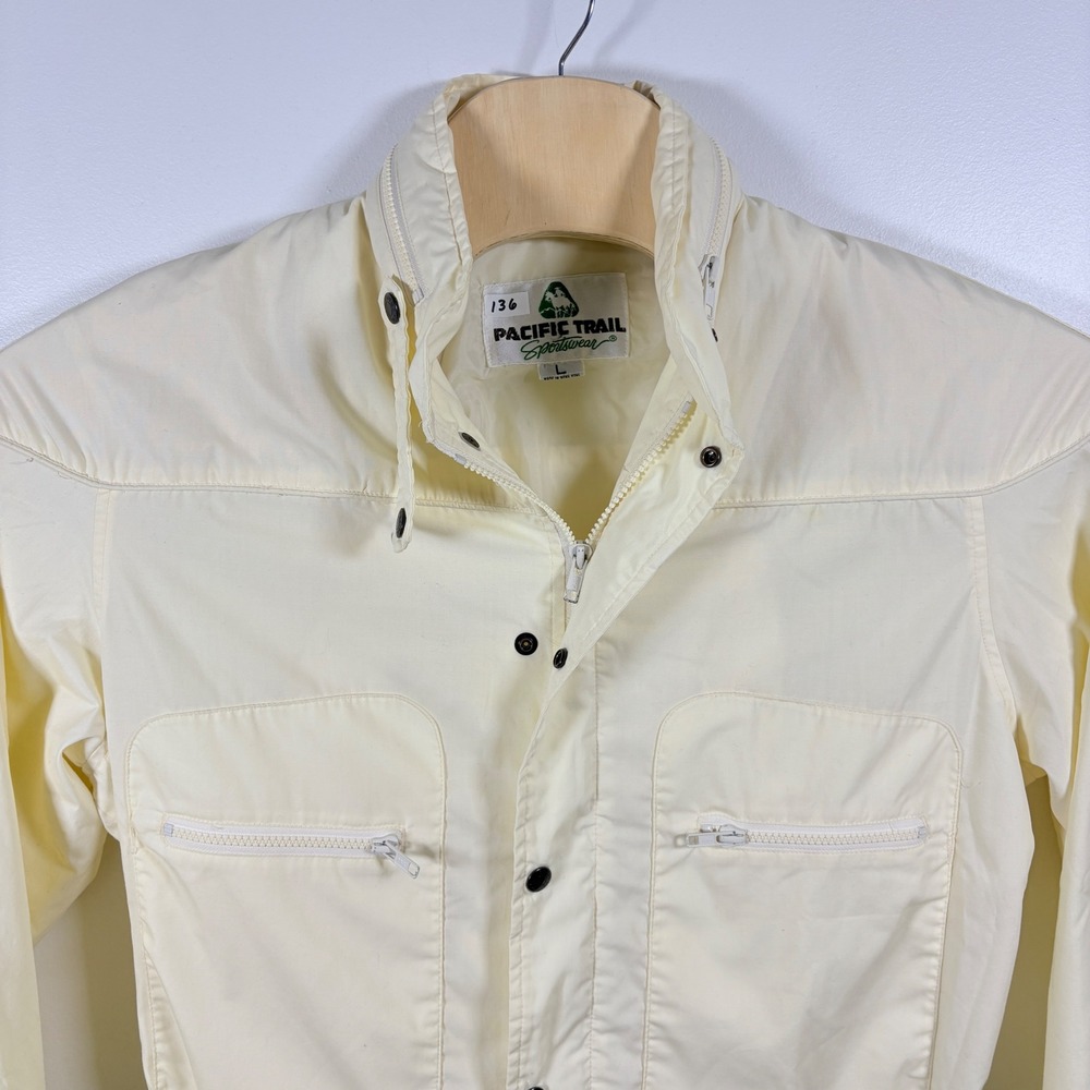 Pacific‎ Trail Sportswear Vintage Bomber Jacket Cream Off-White Mens Large
